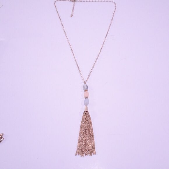 Anthropologie Women's Pastel Cotton Candy Gemstone Tassel long Necklace NWOT 78 - Picture 5 of 8